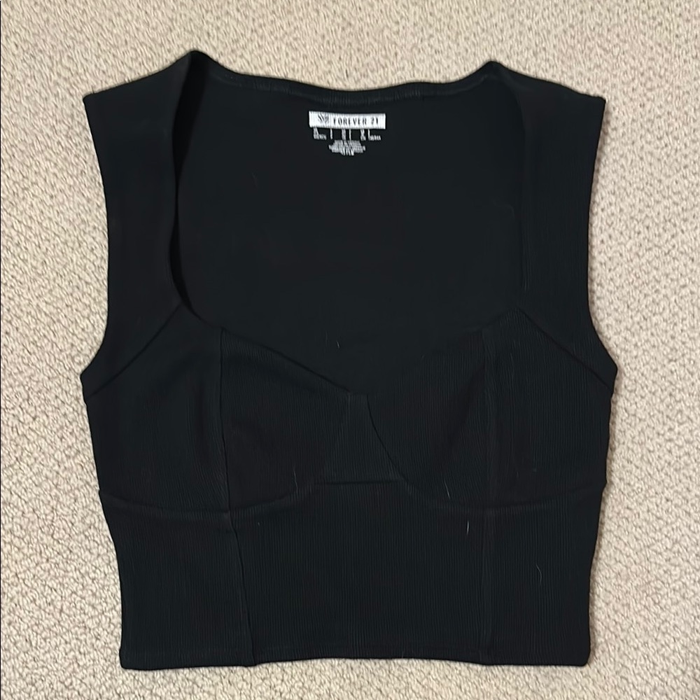 Forever 21 Black Fitted Bustier Tank Top